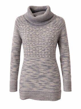 Mana Turtleneck Sweater Blue Acrylic Ribbed Long Sleeve Knit Woman's Medium NWT